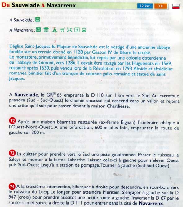 sample trail description from FFRP topo-guide, chemin de saint-jacques, France