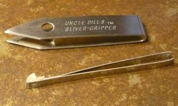 First Aid Gear - Uncle Bill's Sliver-Gripper, Swiss Army tweezers