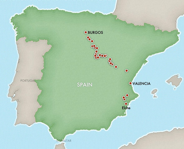 Map of the camino del cid