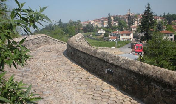 Over the old Roman bridge on the trail from Lyon to Le-Puy, France 2009