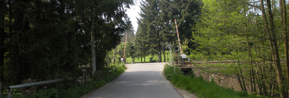 Over a rural rail crossing on the trail from Lyon to Le-Puy, France 2009