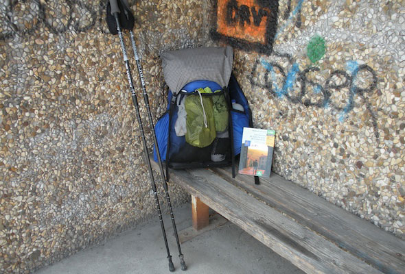 A brief rest on the trail from Lyon to Le Puy-en-Velay, France 2009